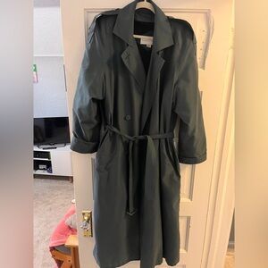 Casual Corner Dark Olive Green Trench Coat with Belt